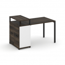 Concept Стол рабочий с опорным распаш. шкафом с верх. горизонтом CN.SP-221 B Дуб Мали/Белый Бриллиа
