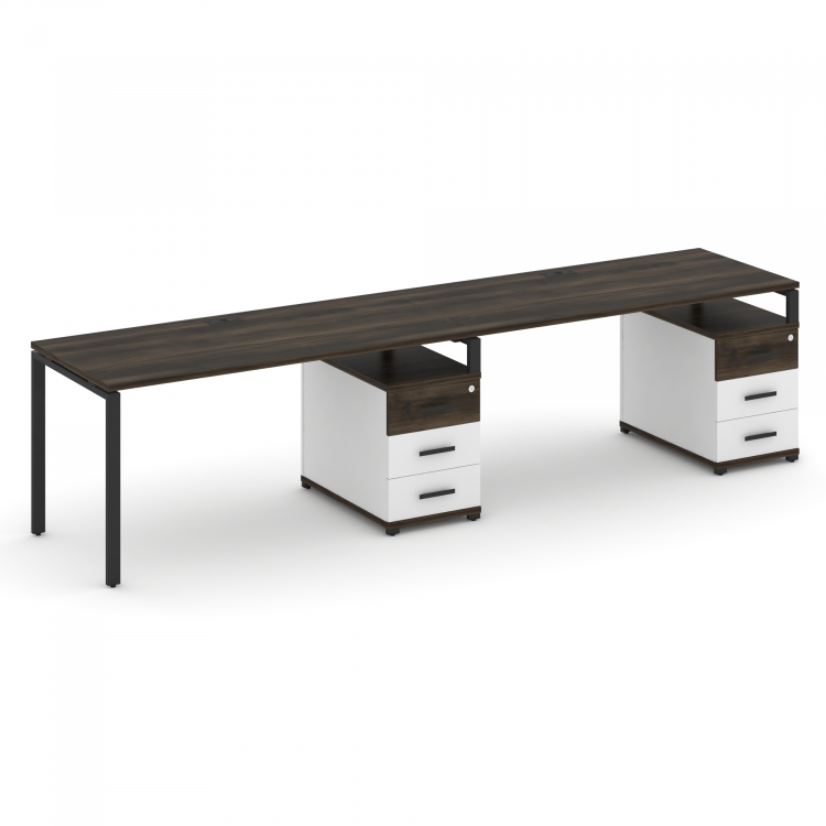 Concept Рабочая станция 2 места с 2 опорными тумбами CN.ORS-312 B Дуб Мали/Белый Бриллиант/Металл Че