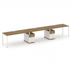 Concept Рабочая станция 3 места с 2 опорными тумбами CN.ORS-336 W Сандал Янтарный/Белый Бриллиант/Ме