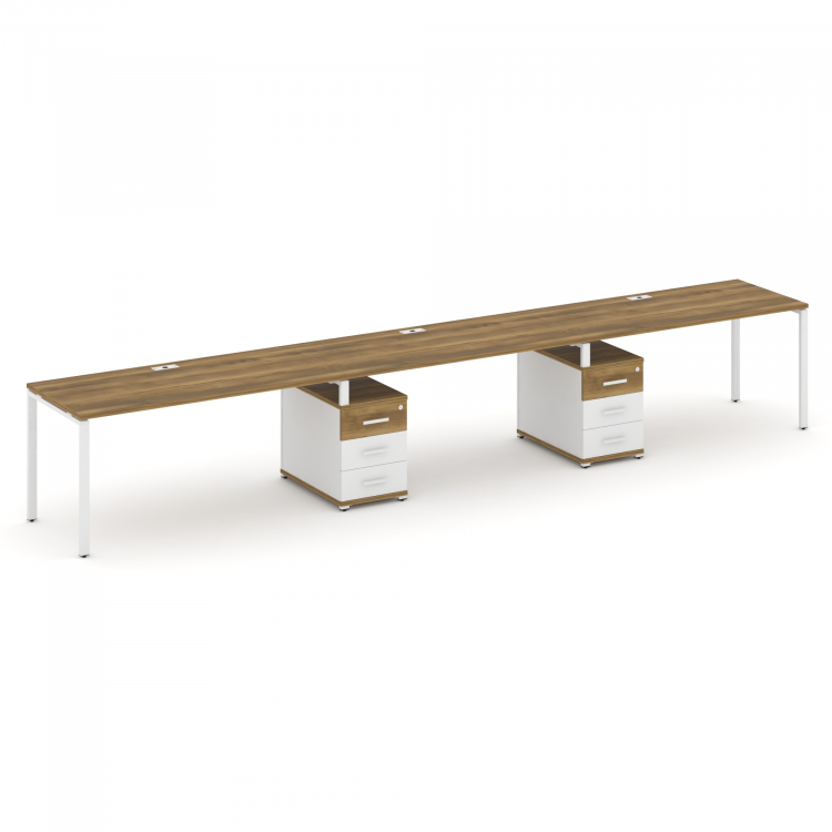 Concept Рабочая станция 3 места с 2 опорными тумбами CN.ORS-336 W Сандал Янтарный/Белый Бриллиант/Ме