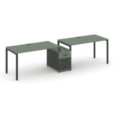 Concept Рабочая станция 2 места с 1 опорной тумбой CN.ORS-304 A Кобо/Антрацит/Металл Антрацит 3072*7