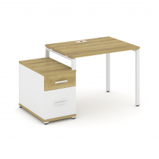 Concept Стол письменный с 1 опорной тумбой CN.SP-305 W Дуб Винченцо/Белый Бриллиант/Металл Белый 980