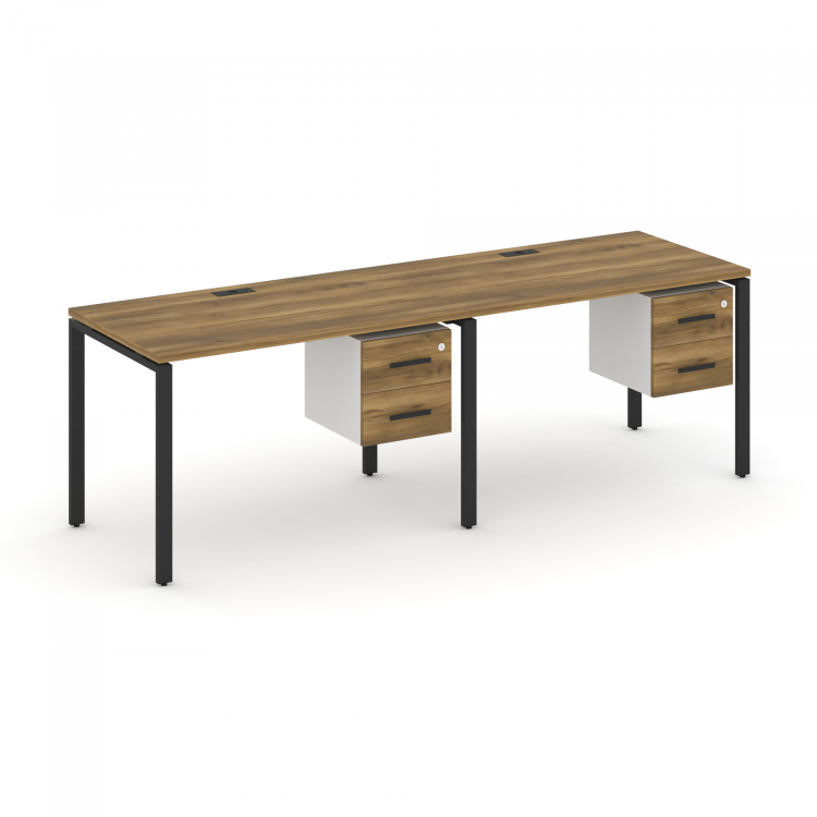 Concept Рабочая станция односторонняя с подвес. тумбами 2 места CN.ORS-114 B Сандал Янтарный/Белый Б