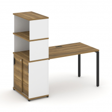 Concept Стол рабочий с опорным шкафом-купе с надставкой выс. CN.SP-242 B Сандал Янтарный/Белый Брилл