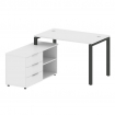 Metal System Рабочая станция с тумбой на П-образном м/к БП.РС-СТС-2.2 (L) Белый/Металл Антрацит 1300