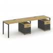 Concept Рабочая станция 2 места с 2 опорными тумбами CN.ORS-313 A Дуб Винченцо/Антрацит/Металл Антра