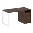 Metal System Рабочая станция с тумбой на О-образном м/к БО.РС-СТП-1.1 Венге Цаво/Металл Белый 1412*7