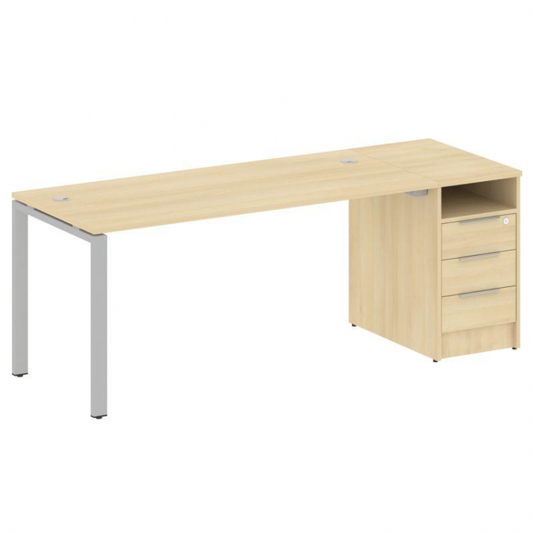 Metal System Рабочая станция с тумбой на П-образном м/к БП.РС-СТП-1.4 Акация Лорка/Металл Серый 2012