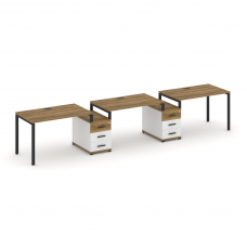 Concept Рабочая станция 3 места с 2 опорными тумбами CN.ORS-326 B Сандал Янтарный/Белый Бриллиант/Ме