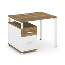Concept Стол письменный с 1 опорной тумбой CN.SP-305 W Сандал Янтарный/Белый Бриллиант/Металл Белый