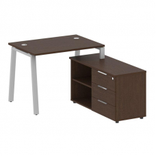 Metal System Рабочая станция с тумбой на А-образном м/к БА.РС-СТС-2.1 (R) Венге Цаво/Металл Серый 11