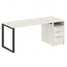 Metal System Рабочая станция с тумбой на О-образном м/к БО.РС-СТП-1.3 Дуб Наварра/Металл Антрацит 18