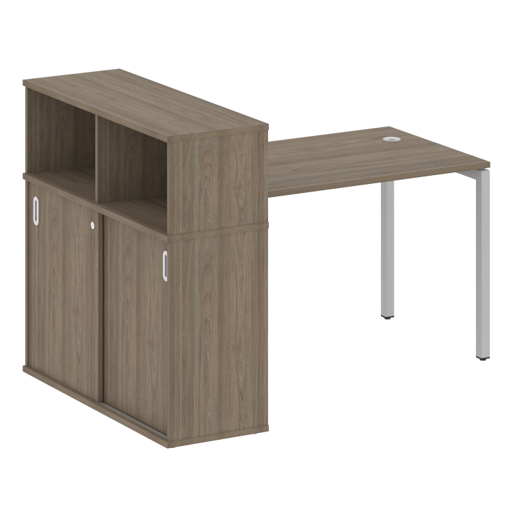 Metal System Quattro Стол письменный с шкафом-купе на П-образном м/к 40БП.РС-СШК-3.2 Т Вяз Благородн