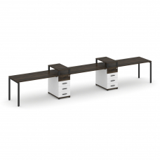 Concept Рабочая станция 3 места с 2 опорными тумбами CN.ORS-451 B Дуб Мали/Белый Бриллиант/Металл Че