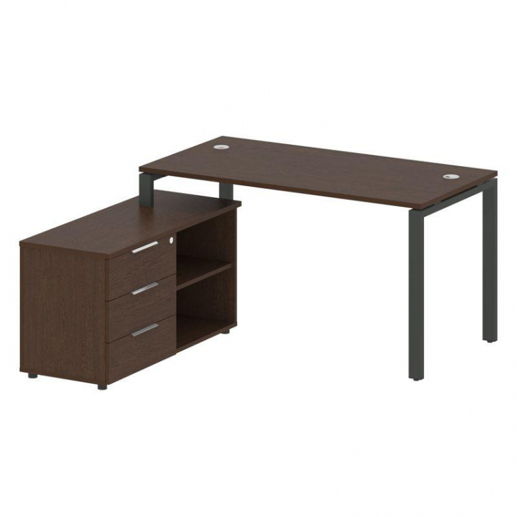 Metal System Рабочая станция с тумбой на П-образном м/к БП.РС-СТС-2.3 (L) Венге Цаво/Металл Антрацит