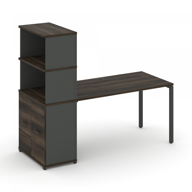 Concept Стол рабочий с опорным распаш. шкафом с надставкой выс. CN.SP-232 A Дуб Мали/Антрацит/Металл