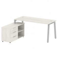 Metal System Рабочая станция с тумбой на А-образном м/к БА.РС-СТС-2.4 (L) Дуб Наварра/Металл Серый 1