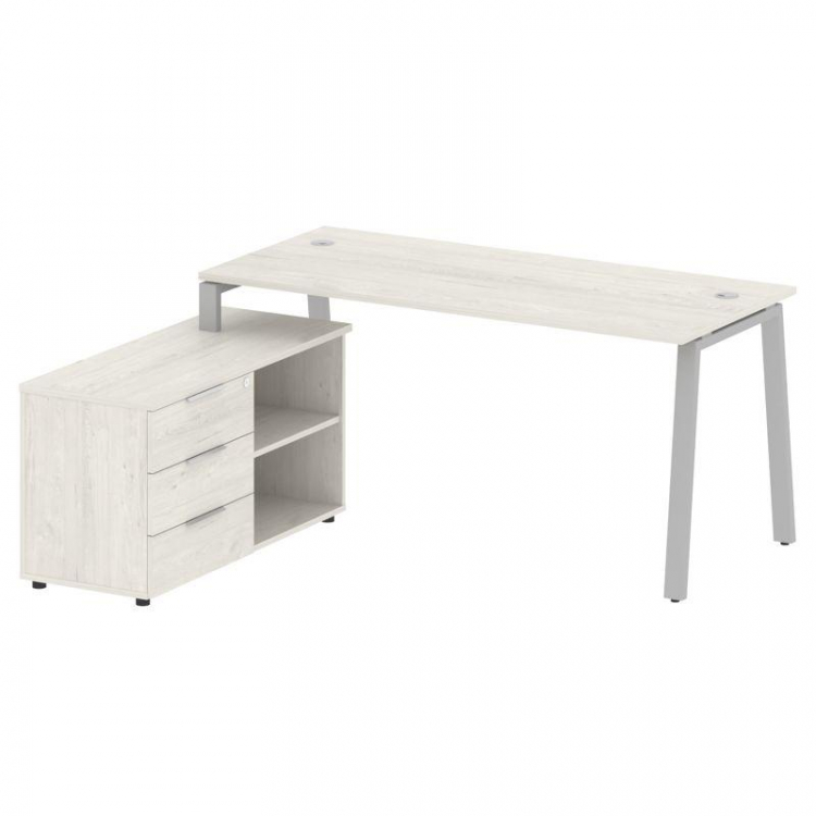 Metal System Рабочая станция с тумбой на А-образном м/к БА.РС-СТС-2.4 (L) Дуб Наварра/Металл Серый 1