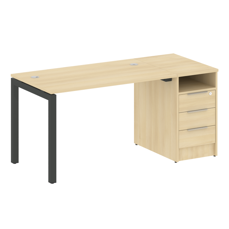 Metal System Quattro Рабочая станция с тумбой на П-образном м/к 50БП.РС-СТП-1.2 Акация Лорка/Металл