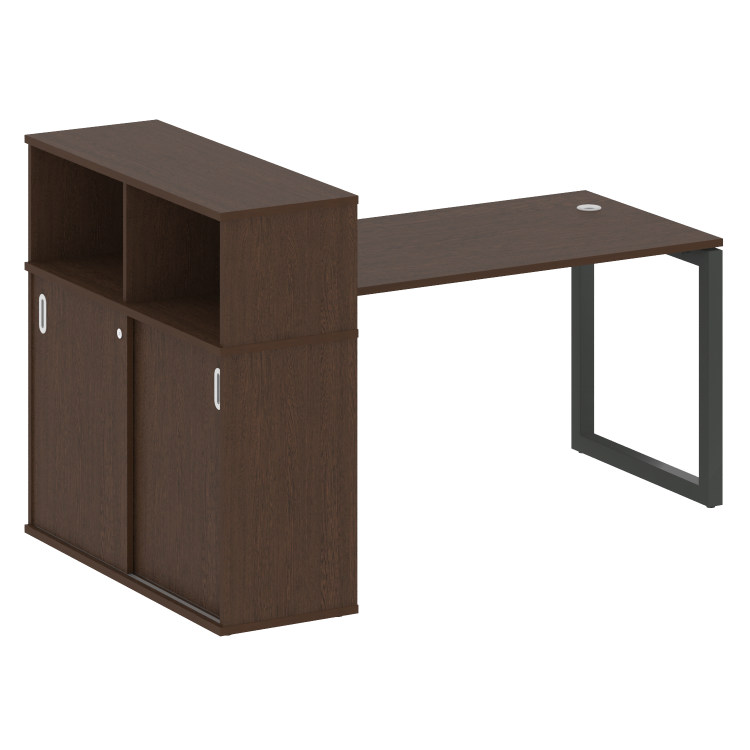 Metal System Quattro Стол письменный с шкафом-купе на О-образном м/к 50БО.РС-СШК-3.3 Т Венге Цаво/Ме