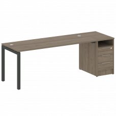 Metal System Quattro Рабочая станция с тумбой на П-образном м/к 50БП.РС-СТП-1.5 Вяз Благородный/Мета