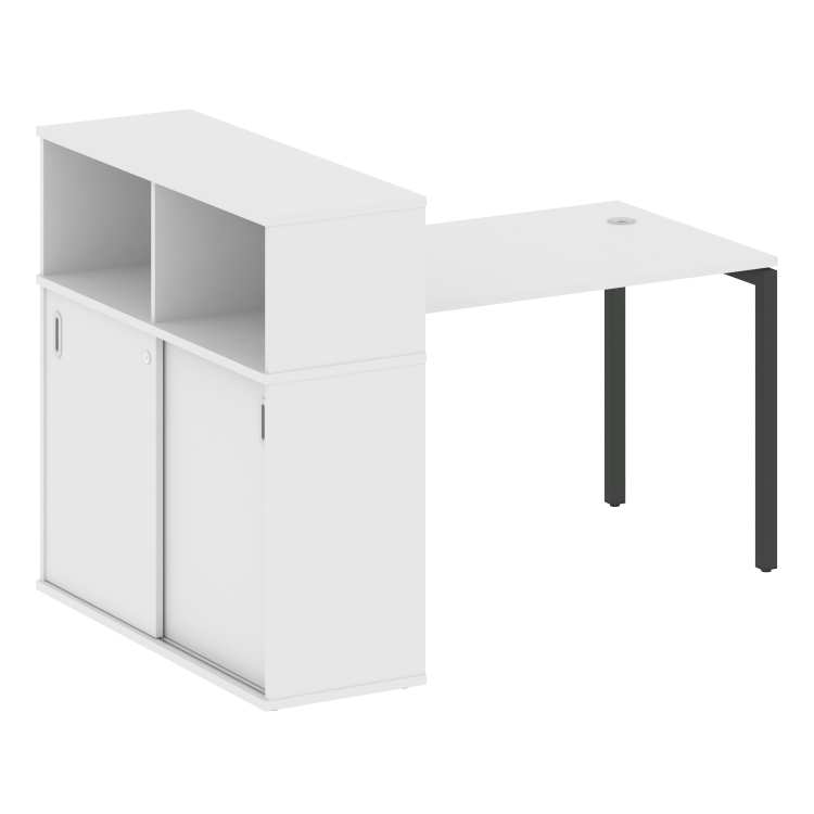 Metal System Quattro Стол письменный с шкафом-купе на П-образном м/к 40БП.РС-СШК-3.2 Т Белый/Металл