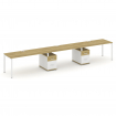 Concept Рабочая станция 3 места с 2 опорными тумбами CN.ORS-340 W Дуб Винченцо/Белый Бриллиант/Метал