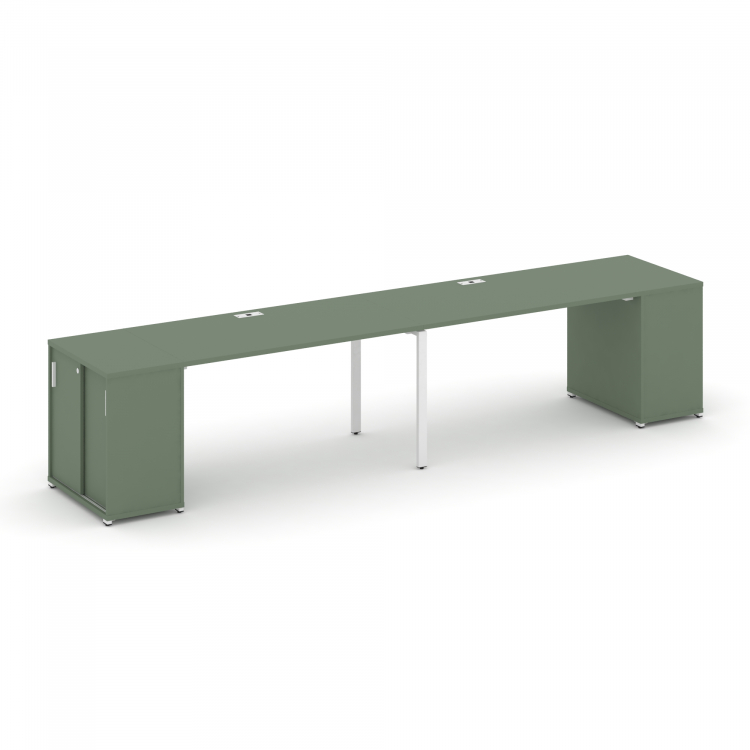 Concept Рабочая станция с опорными шкафом-купе CN.ORS-236 W Кобо/Металл Белый 4000*720*750