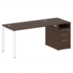 Metal System Рабочая станция с тумбой на П-образном м/к БП.РС-СТП-1.3 Венге Цаво/Металл Белый 1812*7