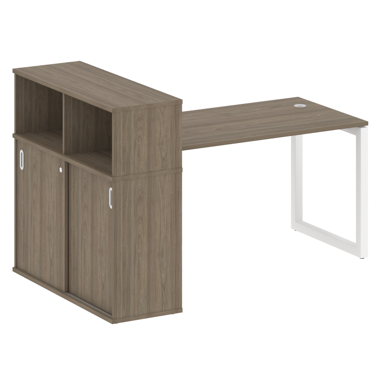 Metal System Quattro Стол письменный с шкафом-купе на О-образном м/к 50БО.РС-СШК-3.3 Т Вяз Благородн