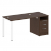 Metal System Рабочая станция с тумбой на П-образном м/к БП.РС-СТП-1.2 Венге Цаво/Металл Белый 1612*7