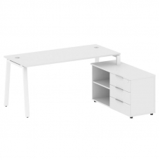 Metal System Рабочая станция с тумбой на А-образном м/к БА.РС-СТС-2.4 (R) Белый/Металл Белый 1700*15