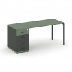 Concept Стол рабочий с 1 опорной тумбой CN.SP-404 A Кобо/Антрацит/Металл Антрацит 2000*720*750