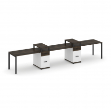 Concept Рабочая станция 3 места с 2 опорными тумбами CN.ORS-454 B Дуб Мали/Белый Бриллиант/Металл Че