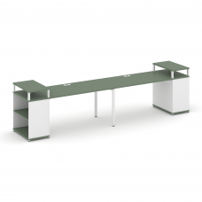 Concept Рабочая станция с опорными стеллажами с верх. горизонтами CN.ORS-206 Кобо/Белый Бриллиант/Ме