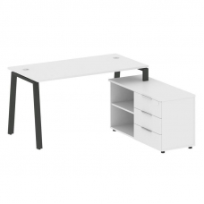 Metal System Рабочая станция с тумбой на А-образном м/к БА.РС-СТС-2.3 (R) Белый/Металл Антрацит 1500