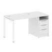 Metal System Quattro Рабочая станция с тумбой на П-образном м/к 50БП.РС-СТП-1.1 Белый/Металл Белый 1
