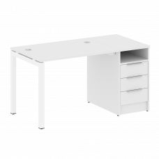 Metal System Quattro Рабочая станция с тумбой на П-образном м/к 50БП.РС-СТП-1.1 Белый/Металл Белый 1
