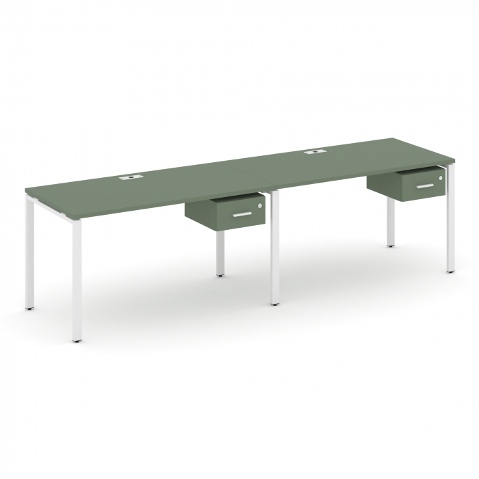 Концепт Рабочая станция односторонняя с подвес. тумбами 2 места CN.ORS-109 W Кобо/Металл Белый 1960*