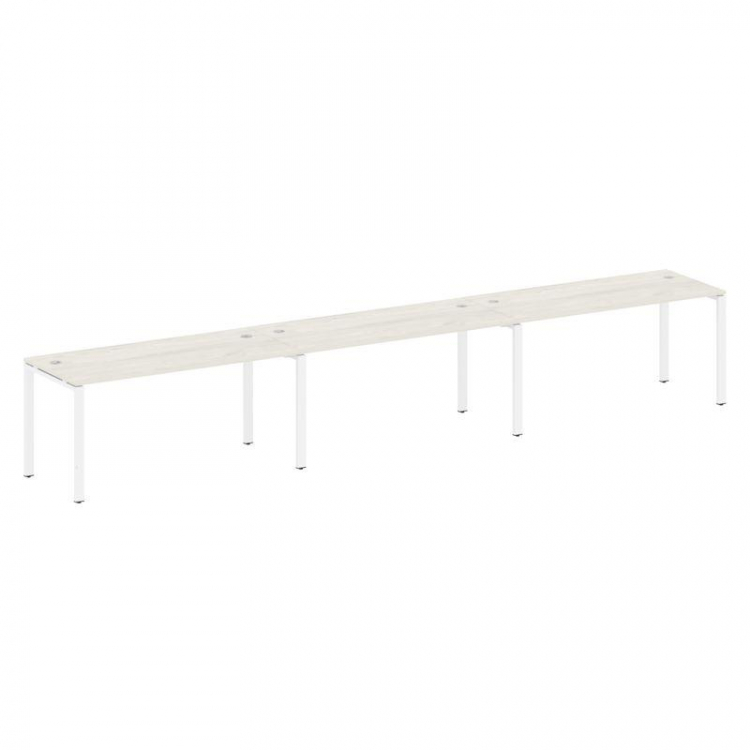 Metal System Рабочая станция на 3 места на П-образном м/к БП.СМ-3.4 Дуб Наварра/Металл Белый 4800*72