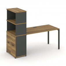 Concept Стол рабочий с опорным распаш. шкафом с надставкой выс. CN.SP-232 A Сандал Янтарный/Антрацит
