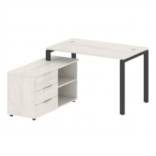 Metal System Рабочая станция с тумбой на П-образном м/к БП.РС-СТС-2.2 (L) Дуб Наварра/Металл Антраци