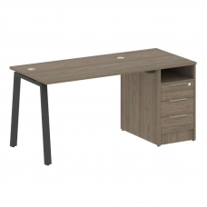 Metal System Рабочая станция с тумбой на А-образном м/к БА.РС-СТП-1.2 Вяз Благородный/Металл Антраци