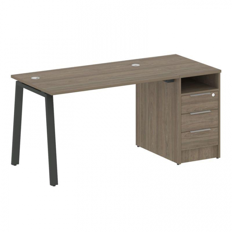 Metal System Рабочая станция с тумбой на А-образном м/к БА.РС-СТП-1.2 Вяз Благородный/Металл Антраци