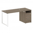 Metal System Рабочая станция с тумбой на О-образном м/к БО.РС-СТП-1.2 Вяз Благородный/Металл Белый 1