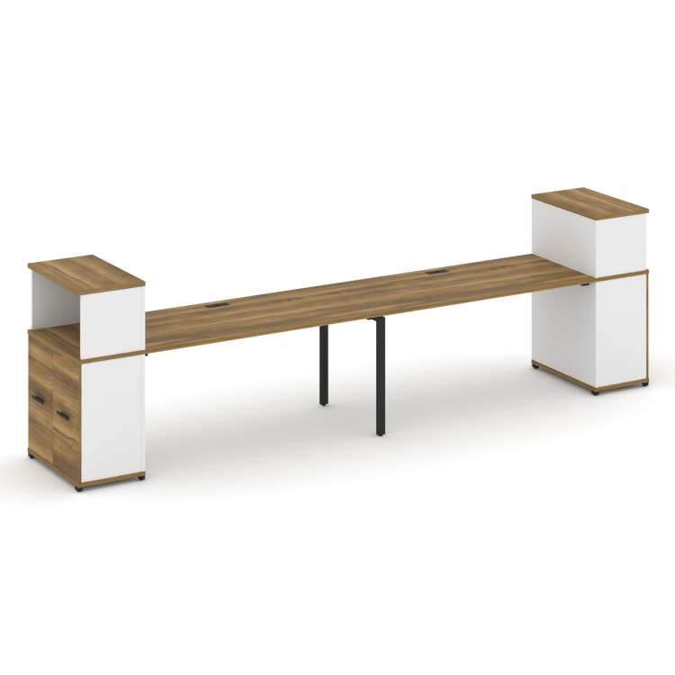 Concept Рабочая станция с опорными распаш. шкафами с надставкой низ. CN.ORS-228 B Сандал Янтарный/Бе