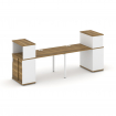 Concept Рабочая станция с опорными шкафом-купе с надставкой низ. CN.ORS-237 W Сандал Янтарный/Белый