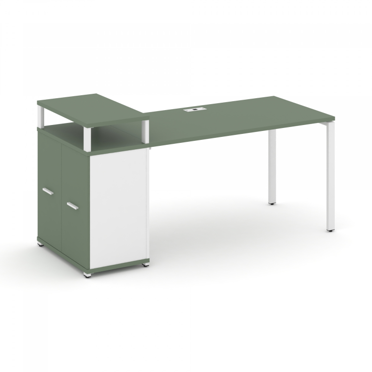 Concept Стол рабочий с опорным распаш. шкафом с верх. горизонтом CN.SP-222 W Кобо/Белый Бриллиант/М