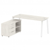Metal System Рабочая станция с тумбой на А-образном м/к БА.РС-СТС-2.4 (L) Дуб Наварра/Металл Белый 1