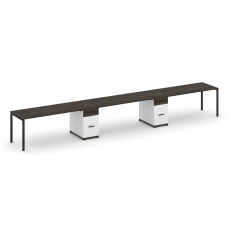 Concept Рабочая станция 3 места с 2 опорными тумбами CN.ORS-440 B Дуб Мали/Белый Бриллиант/Металл Че